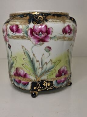 Antique 1891 Morimura Nippon Footed Planter Vase Pre-Nippon Maple Leaf
